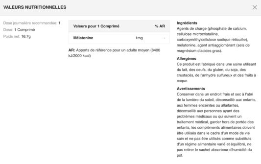 Valeurs-nutritionnelles-MELATONIN-BIOTECH