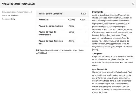 Valeurs-nutritionnelles-VITAMIN-C-1000-BIOTECH-USA
