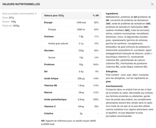 Valeurs-nutritionnelles-super-Mass-gainer-dymatize-vanille