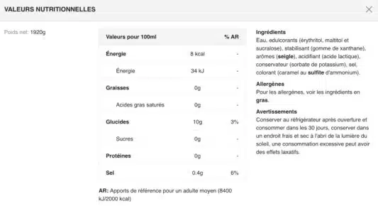 Valeurs-nutritionnelles-SAUCE-SUCREE-PANCAKE-SERVIVITA