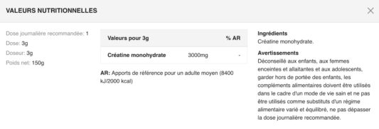 Valeurs-nutritionnelles-creatine-monohydrate-zoomad-labs-150g