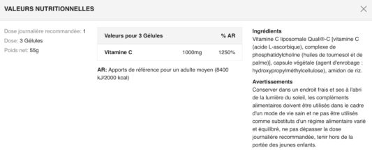 Valeurs-nutritionnelles-VITAMINE-C-LIPOSOMALE-NOVOMA